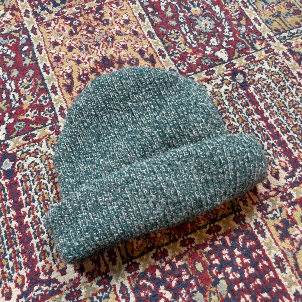 VTG 90s ISOTONER Thinsulate Thermal Knit Oversized Beanie Hat Green‎ Wool Blend